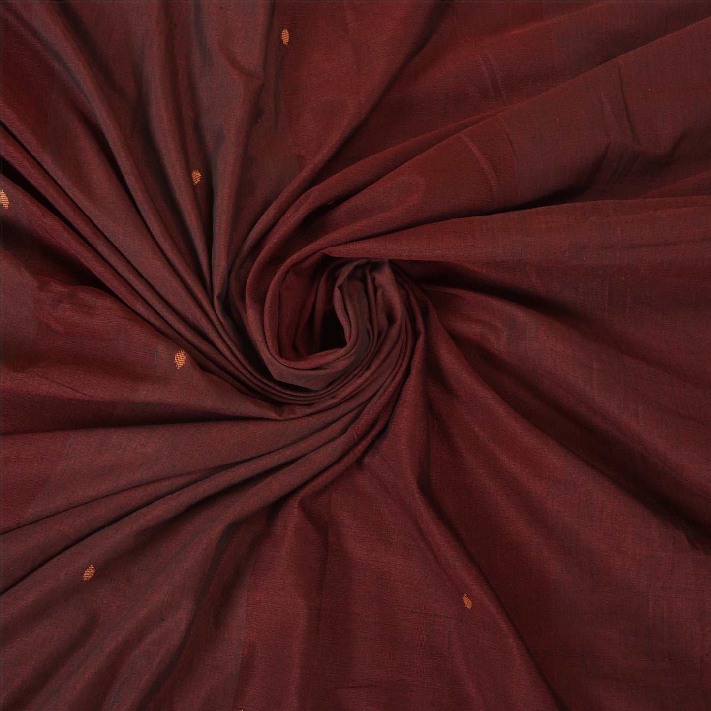 Sanskriti Vintage Dark Red Sarees Blend Cotton Hand-Woven Tant Sari 5 YD Sustainable Fabric