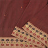 Sanskriti Vintage Dark Red Sarees Blend Cotton Hand-Woven Tant Sari 5 YD Sustainable Fabric