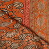 Sanskriti Vintage Orange Sarees 100% Pure Silk Hand Beaded Sari Craft Sustainable Fabric