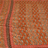 Sanskriti Vintage Orange Sarees 100% Pure Silk Hand Beaded Sari Craft Sustainable Fabric