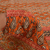 Sanskriti Vintage Orange Sarees 100% Pure Silk Hand Beaded Sari Craft Sustainable Fabric