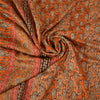 Sanskriti Vintage Orange Sarees 100% Pure Silk Hand Beaded Sari Craft Sustainable Fabric