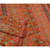 Sanskriti Vintage Orange Sarees 100% Pure Silk Hand Beaded Sari Craft Sustainable Fabric