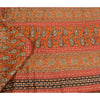 Sanskriti Vintage Orange Sarees 100% Pure Silk Hand Beaded Sari Craft Sustainable Fabric