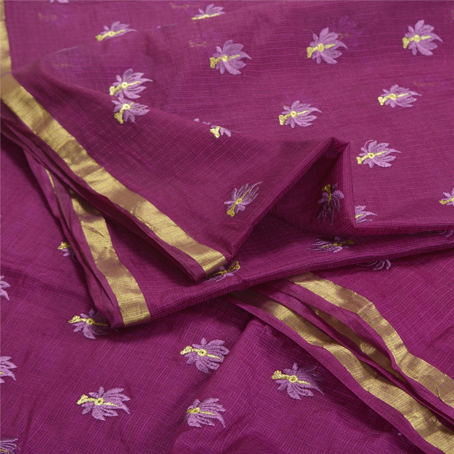 Санскритские винтажные фиолетовые сари из хлопка с вышивкой, тканые сари из кота-дориа, устойчивая ткань