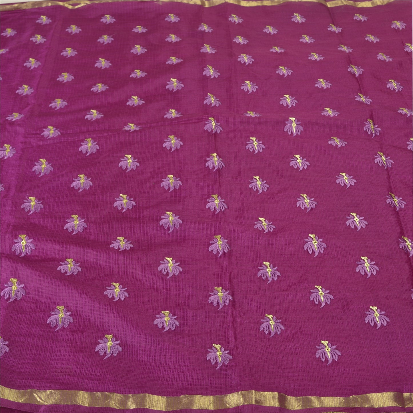 Санскритские винтажные фиолетовые сари из хлопка с вышивкой, тканые сари из кота-дориа, устойчивая ткань