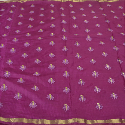 Санскритские винтажные фиолетовые сари из хлопка с вышивкой, тканые сари из кота-дориа, устойчивая ткань