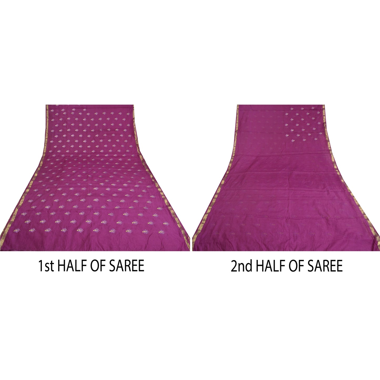 Санскритские винтажные фиолетовые сари из хлопка с вышивкой, тканые сари из кота-дориа, устойчивая ткань