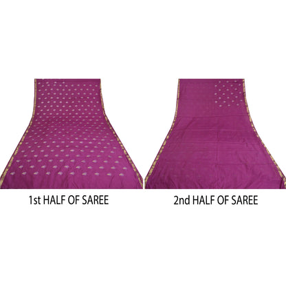 Санскритские винтажные фиолетовые сари из хлопка с вышивкой, тканые сари из кота-дориа, устойчивая ткань