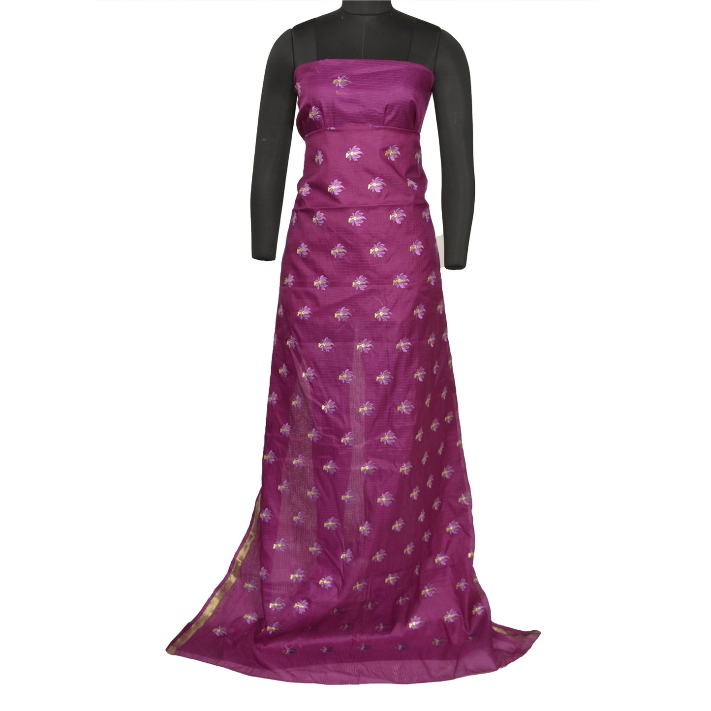 Санскритские винтажные фиолетовые сари из хлопка с вышивкой, тканые сари из кота-дориа, устойчивая ткань