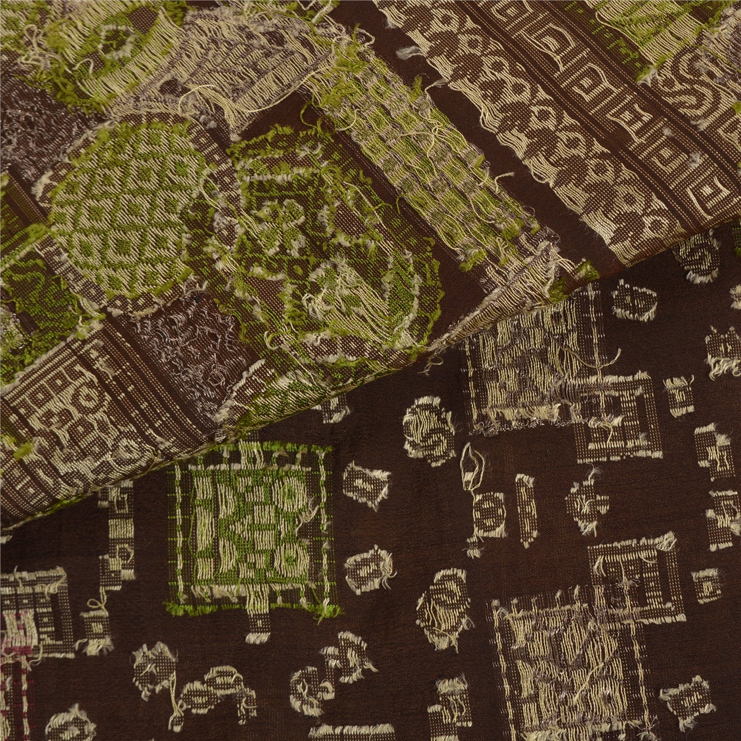 Sanskriti Vintage Brown Sarees 100% Pure Silk Woven Premium Sari Craft Sustainable Fabric