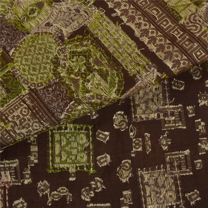Sanskriti Vintage Brown Sarees 100% Pure Silk Woven Premium Sari Craft Sustainable Fabric