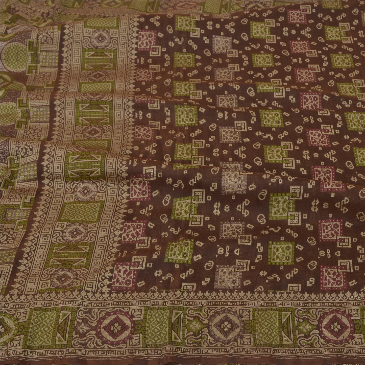 Sanskriti Vintage Brown Sarees 100% Pure Silk Woven Premium Sari Craft Sustainable Fabric