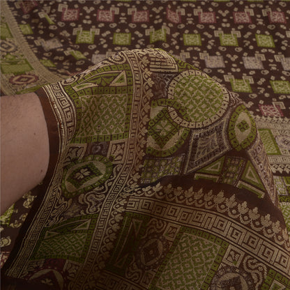 Sanskriti Vintage Brown Sarees 100% Pure Silk Woven Premium Sari Craft Sustainable Fabric