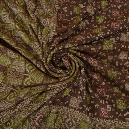 Sanskriti Vintage Brown Sarees 100% Pure Silk Woven Premium Sari Craft Sustainable Fabric