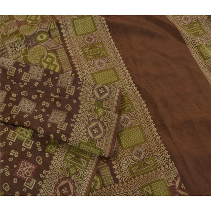 Sanskriti Vintage Brown Sarees 100% Pure Silk Woven Premium Sari Craft Sustainable Fabric