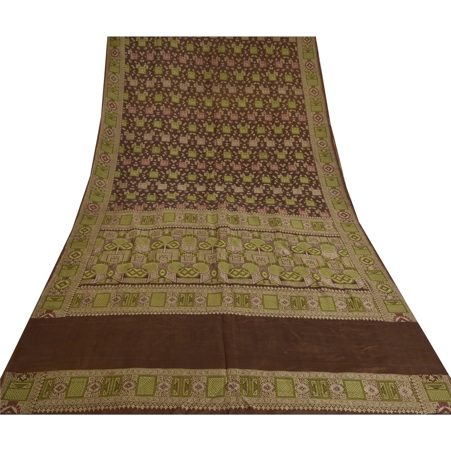 Sanskriti Vintage Brown Sarees 100% Pure Silk Woven Premium Sari Craft Sustainable Fabric