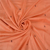 Sanskriti Vintage Peach Indian Sarees Pure Silk Embroidered Sari Craft Sustainable Fabric