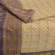 Sanskriti Vintage Ivory Sarees Pure Cotton Bandhani Printed Woven Sari Fabric