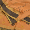 Sanskriti Vintage Peach Indian 100% Pure Cotton Woven Premium Sari 5 Yard Sustainable Fabric