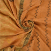 Sanskriti Vintage Peach Indian 100% Pure Cotton Woven Premium Sari 5 Yard Sustainable Fabric