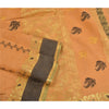 Sanskriti Vintage Peach Indian 100% Pure Cotton Woven Premium Sari 5 Yard Sustainable Fabric