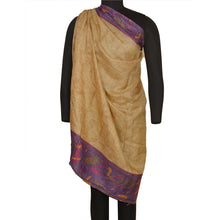 Load image into Gallery viewer, Sanskriti Vintage Purple/Ivory Sarees Pure Silk Hand Beaded Kantha Sari Fabric

