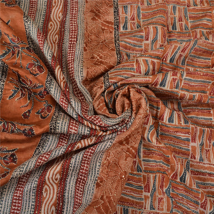 Sanskriti Vintage Indian Sarees 100% Pure Silk Hand Beaded Kantha Sari Sustainable Fabric