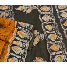 Load image into Gallery viewer, Sanskriti Vintage Saffron/Black Sarees 100% Pure Silk Batik Work Sari Fabric
