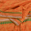 Sanskriti Vintage Orange Sarees 100% Pure Cotton Woven Sari Craft Craft Sustainable Fabric