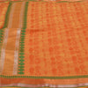 Sanskriti Vintage Orange Sarees 100% Pure Cotton Woven Sari Craft Craft Sustainable Fabric