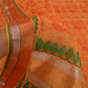 Sanskriti Vintage Orange Sarees 100% Pure Cotton Woven Sari Craft Craft Sustainable Fabric