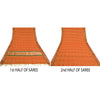 Sanskriti Vintage Orange Sarees 100% Pure Cotton Woven Sari Craft Craft Sustainable Fabric