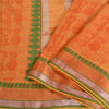 Sanskriti Vintage Orange Sarees 100% Pure Cotton Woven Sari Craft Craft Sustainable Fabric