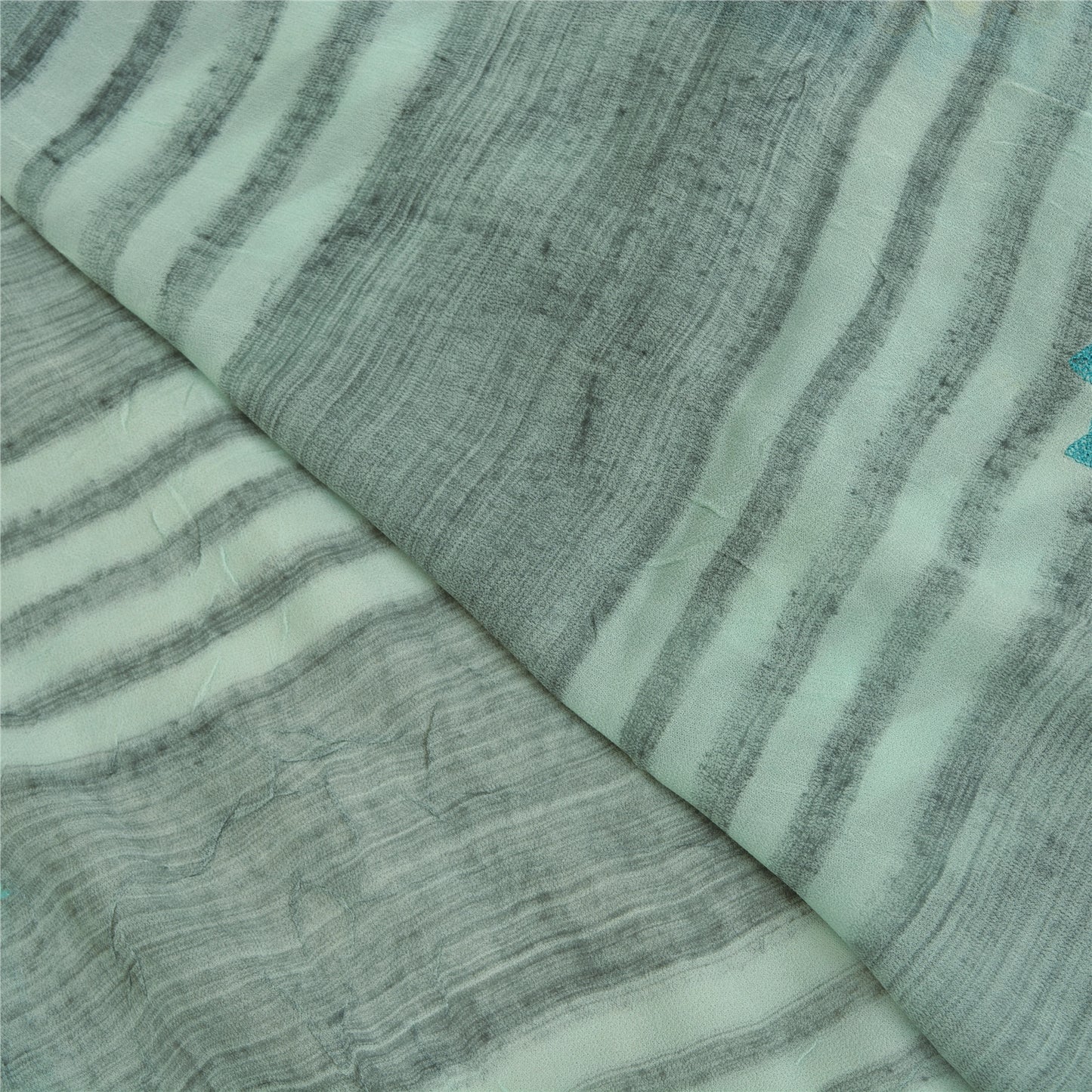 Sanskriti Vintage Green Indian Sarees Blend Georgette Embroidered Sari Sustainable Fabric