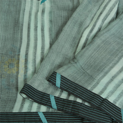 Sanskriti Vintage Green Indian Sarees Blend Georgette Embroidered Sari Sustainable Fabric