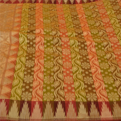 Санскритские винтажные индийские сари из смеси шелка, тканые премиальные сари для рукоделия, 5 ярдов, устойчивая ткань