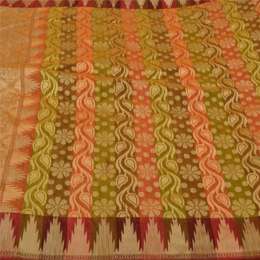 Sanskriti Vintage Indian Sarees Blend Silk Woven Premium Sari Craft 5 YD Sustainable Fabric