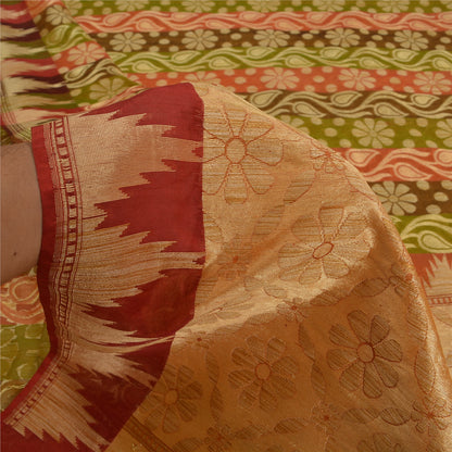 Санскритские винтажные индийские сари из смеси шелка, тканые премиальные сари для рукоделия, 5 ярдов, устойчивая ткань