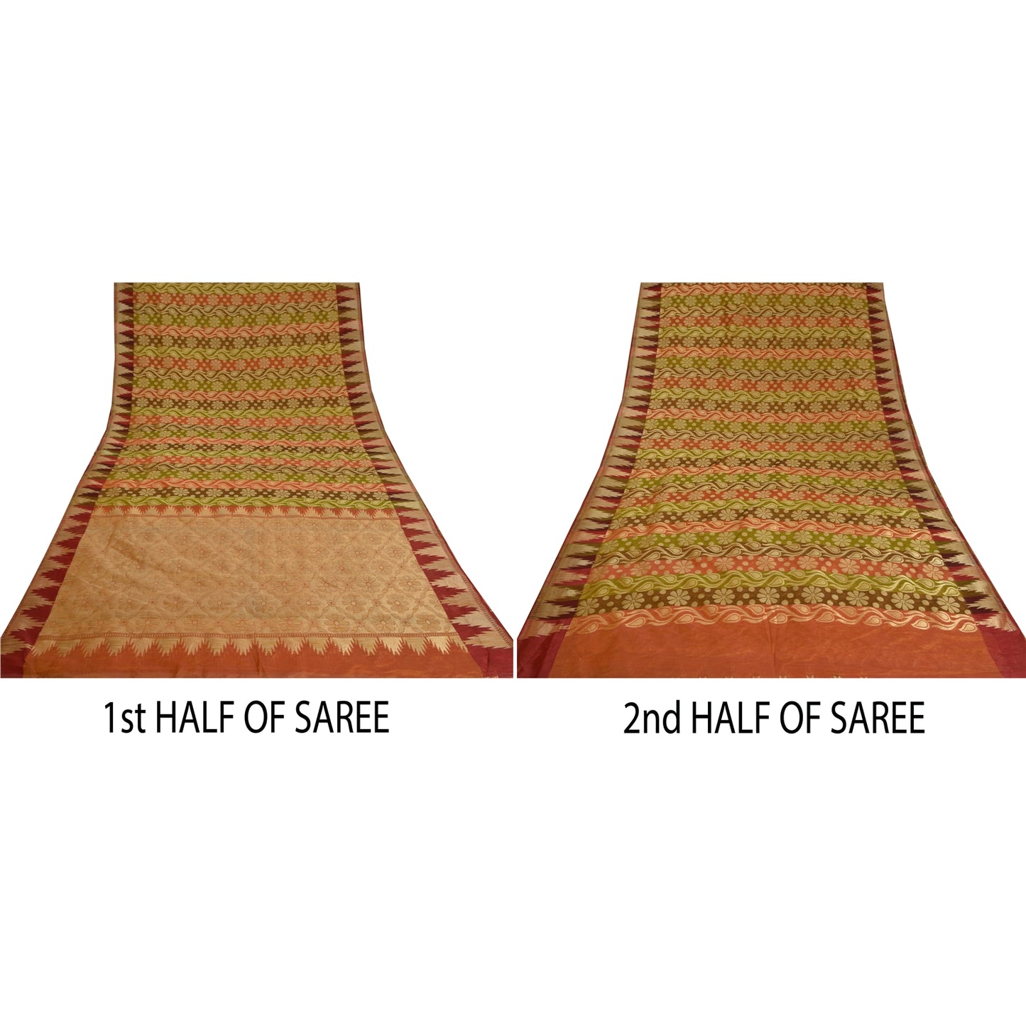 Санскритские винтажные индийские сари из смеси шелка, тканые премиальные сари для рукоделия, 5 ярдов, устойчивая ткань
