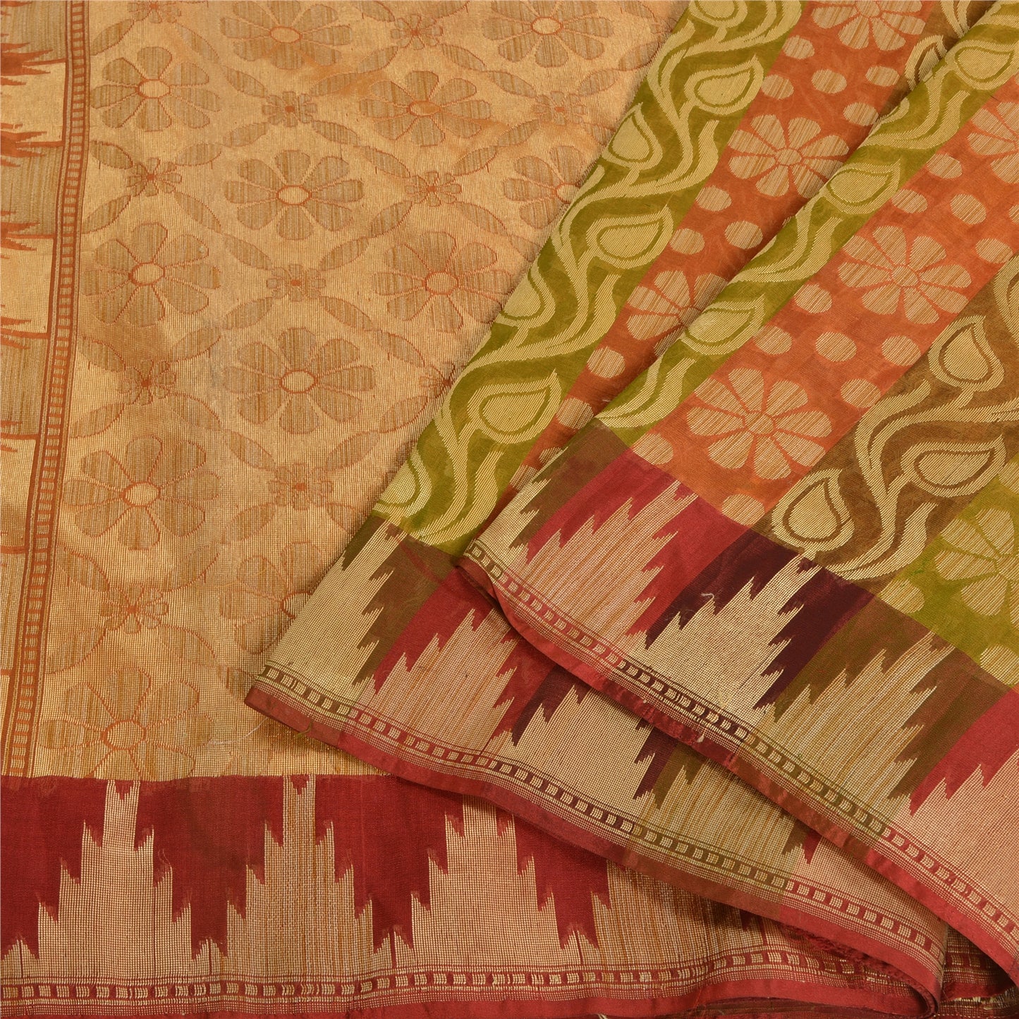 Санскритские винтажные индийские сари из смеси шелка, тканые премиальные сари для рукоделия, 5 ярдов, устойчивая ткань