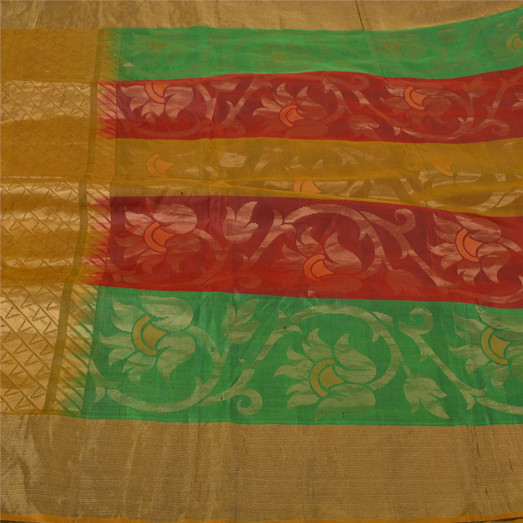 Sanskriti Vintage Indian Sarees 100% Pure Silk Woven Premium Sari Craft Sustainable Fabric
