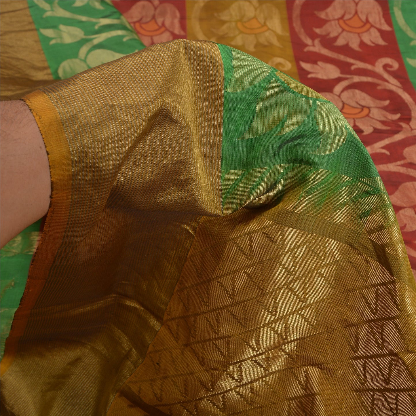 Sanskriti Vintage Indian Sarees 100% Pure Silk Woven Premium Sari Craft Sustainable Fabric