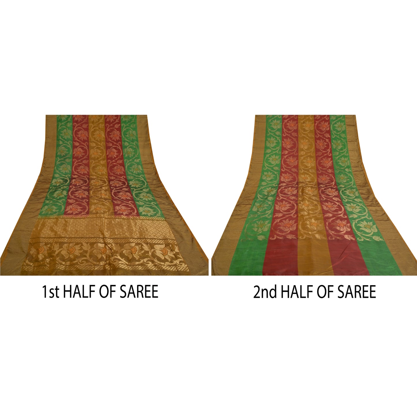 Sanskriti Vintage Indian Sarees 100% Pure Silk Woven Premium Sari Craft Sustainable Fabric