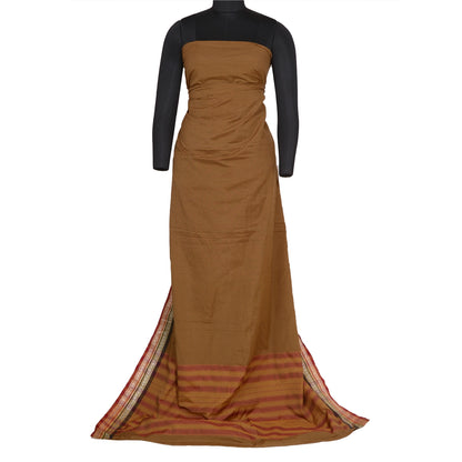 Sanskriti Vintage Mustard/Black Sarees Cotton Woven Chettinad Sari 5 Yard Sustainable Fabric