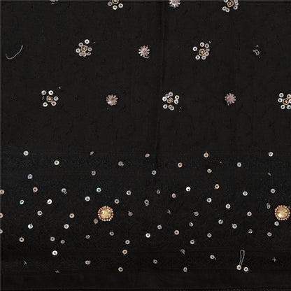 Sanskriti Vintage Black Sarees Satin Hand Beaded Woven Premium Sari Sustainable Fabric