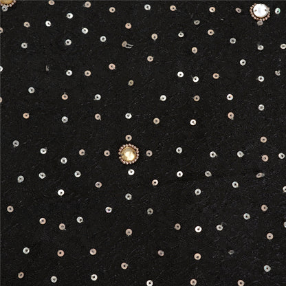 Sanskriti Vintage Black Sarees Satin Hand Beaded Woven Premium Sari Sustainable Fabric