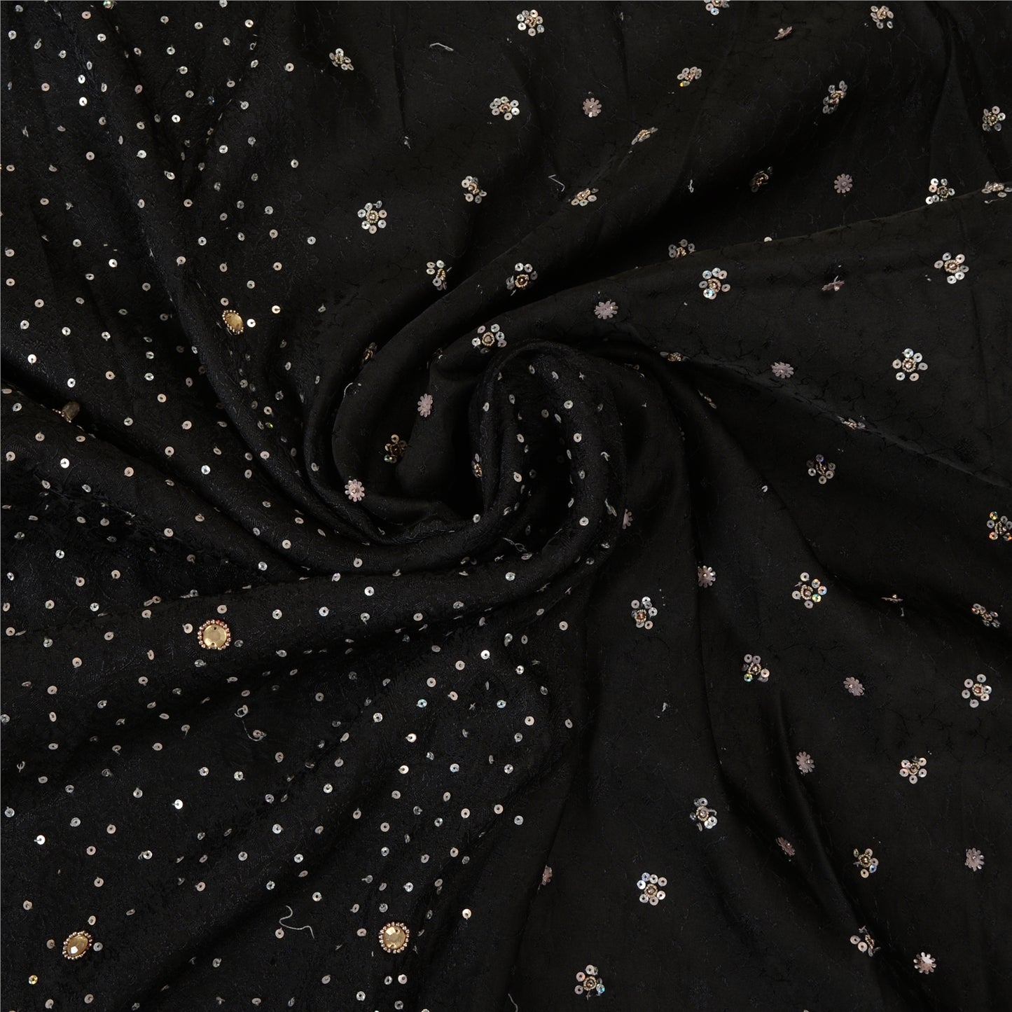 Sanskriti Vintage Black Sarees Satin Hand Beaded Woven Premium Sari Sustainable Fabric