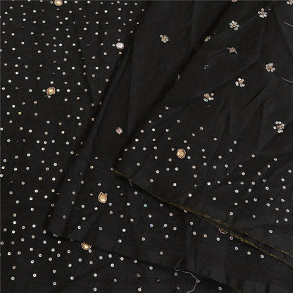 Sanskriti Vintage Black Sarees Satin Hand Beaded Woven Premium Sari Sustainable Fabric