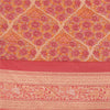 Sanskriti Vintage Pink Indian Sarees 100% Pure Silk Woven Sari Craft 5 YD Sustainable Fabric
